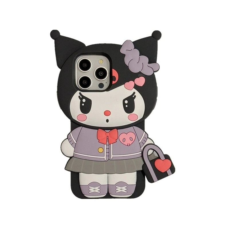 3D Hello Kitty and Kuromi Soft Silicone iPhone Cases