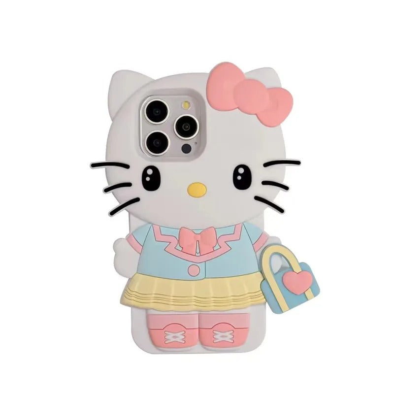 3D Hello Kitty and Kuromi Soft Silicone iPhone Cases